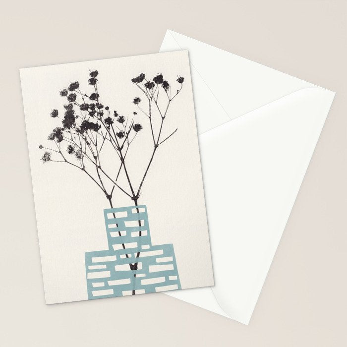 Gypsophila in a Blue Vase Stationery Card Gallery Image 2