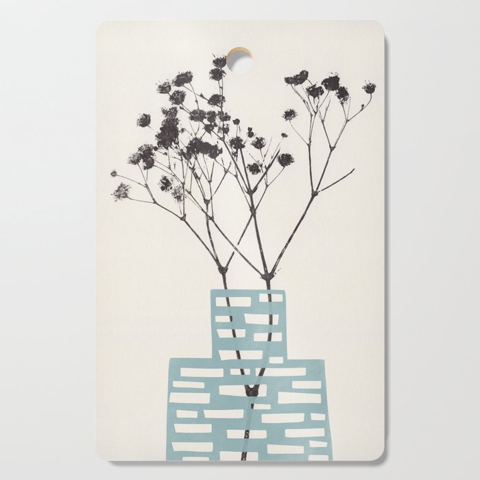 Gypsophila in a Blue Vase Cutting Board Gallery Image 1