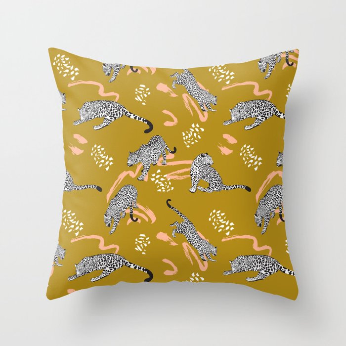 Leopards - Mustard Throw Pillow Gallery Image 6