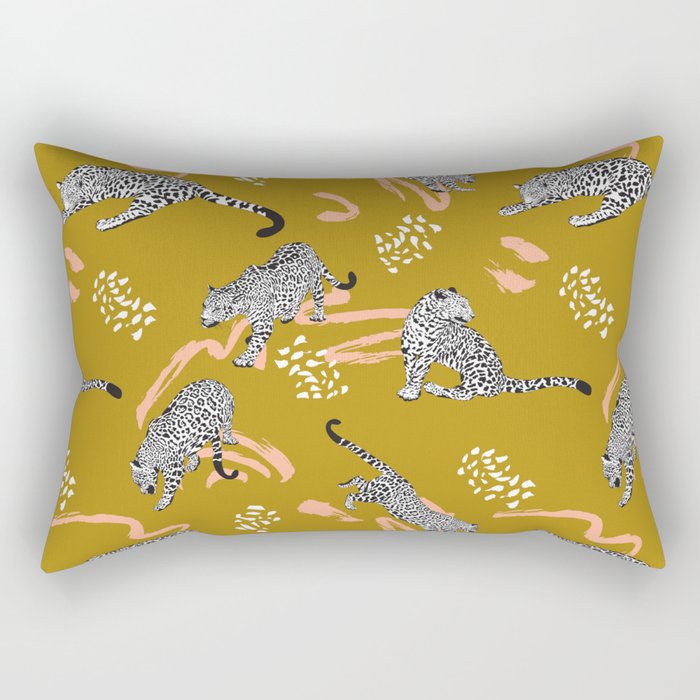 Leopards - Mustard Rectangular Pillow Gallery Image 2