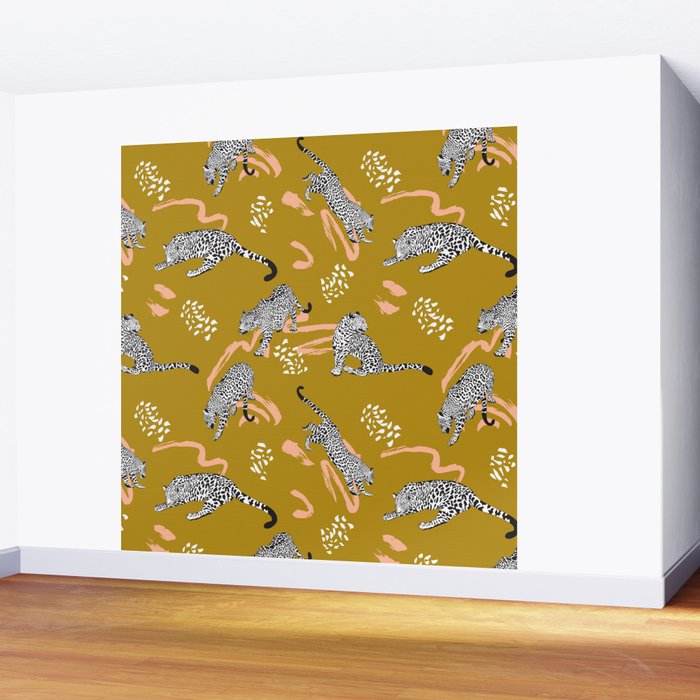 Leopards - Mustard Wall Mural Gallery Image 2