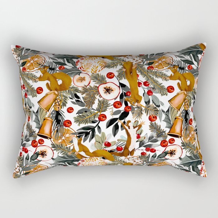 Squirrels on the Christmas tree I Rectangular Pillow Gallery Image 2