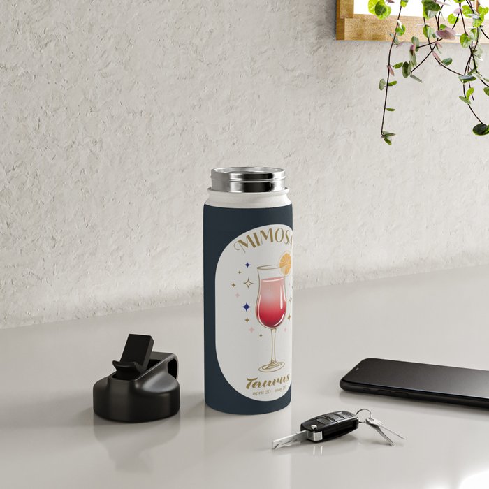 Mimosa Cocktail Zodiac Sign Water Bottle Gallery Image 4