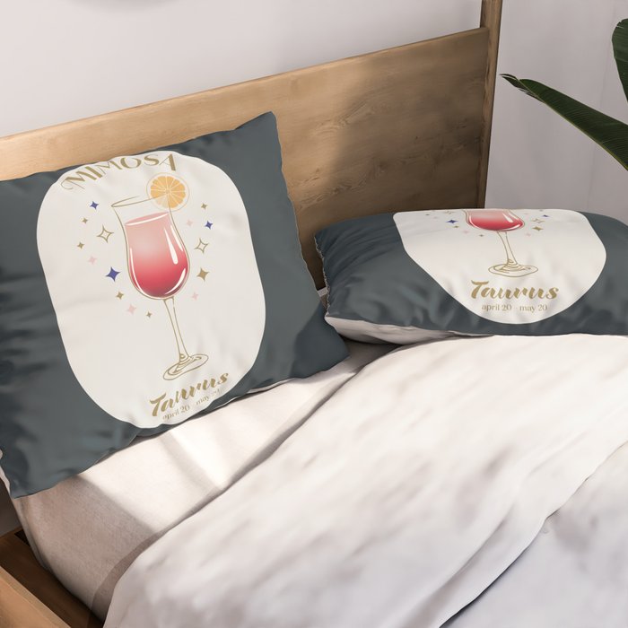 Mimosa Cocktail Zodiac Sign Pillow Sham Gallery Image 2