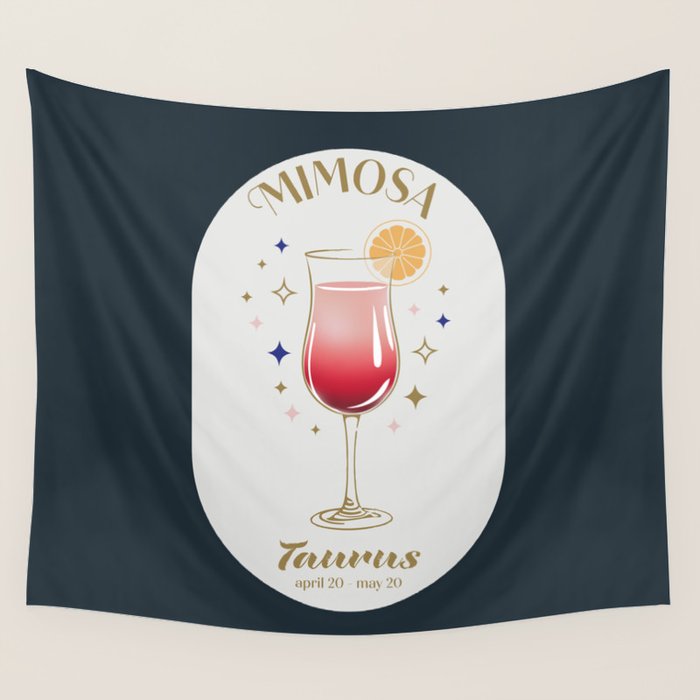 Mimosa Cocktail Zodiac Sign Wall Tapestry Gallery Image 4
