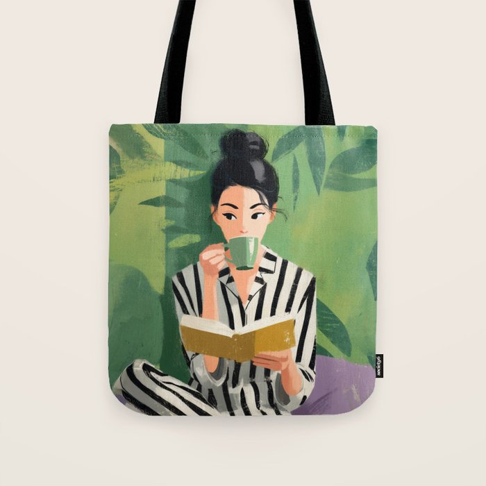 Morning Muse in Stripes Tote Bag Gallery Image 1