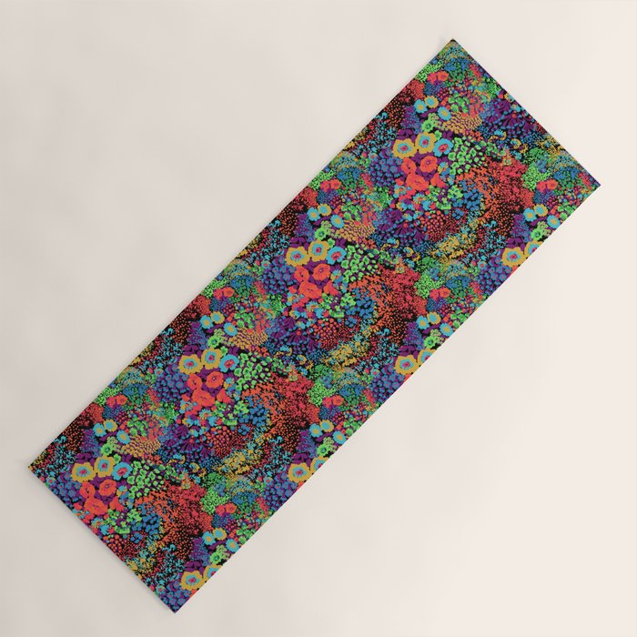 Vintage Floral Neon Yoga Mat Gallery Image 1