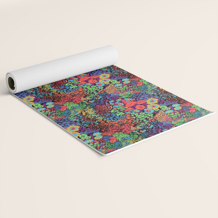 Vintage Floral Neon Yoga Mat Gallery Image 2