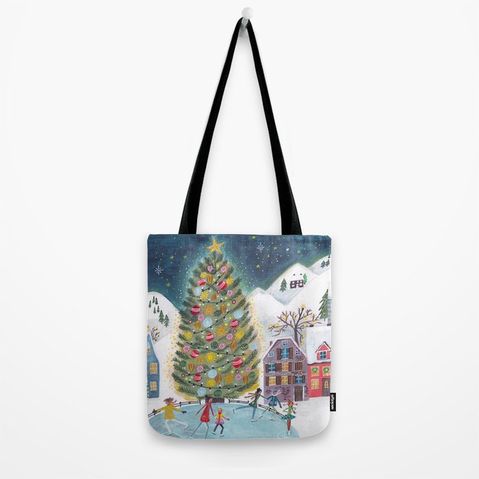 Skating retro winter snow landscape Tote Bag Gallery Image 2