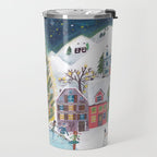 Skating retro winter snow landscape Travel Mug Gallery Image 2