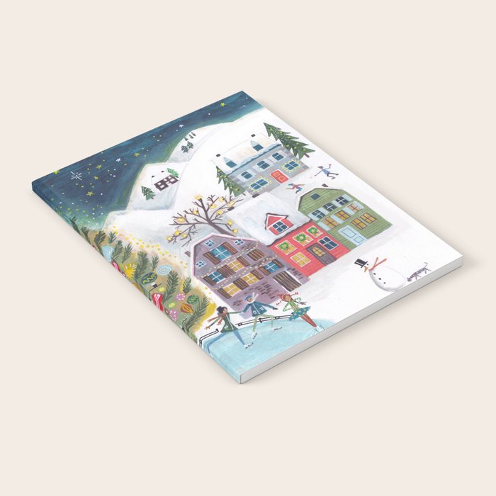 Skating retro winter snow landscape Notebook Gallery Image 1