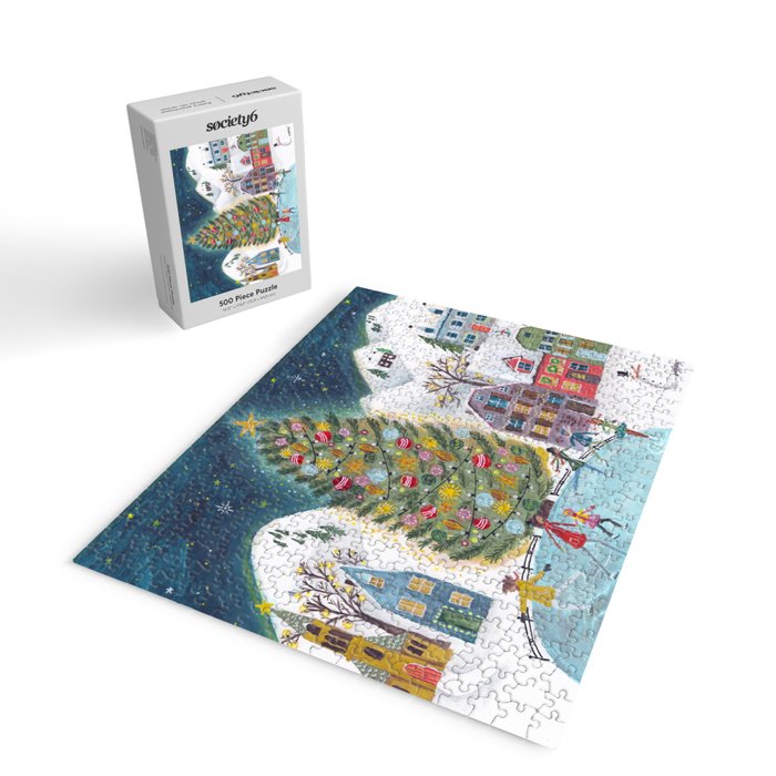 Skating retro winter snow landscape Jigsaw Puzzle Gallery Image 2