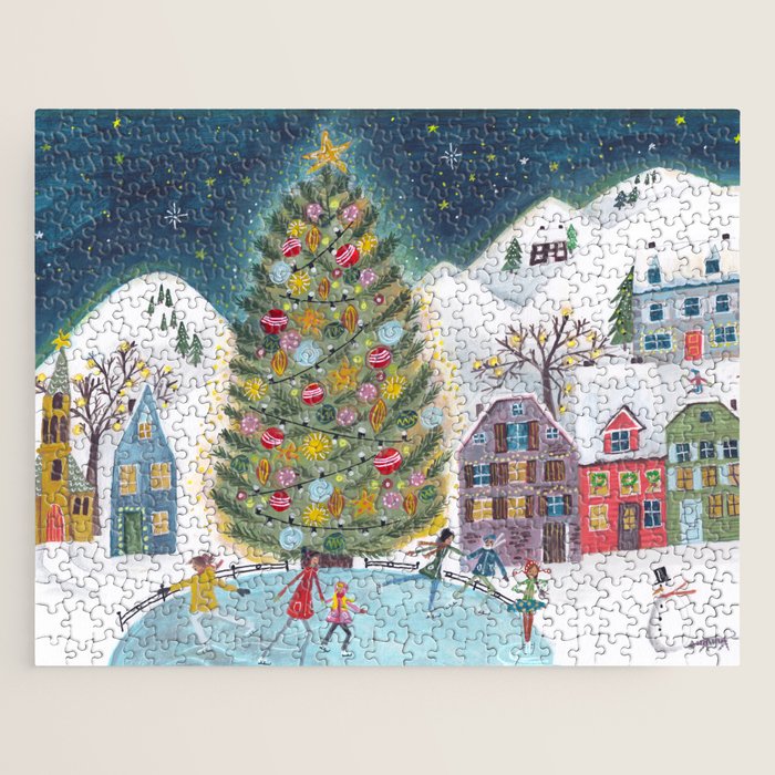 Skating retro winter snow landscape Jigsaw Puzzle Gallery Image 1