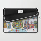 Skating retro winter snow landscape Laptop Sleeve Gallery Image 2