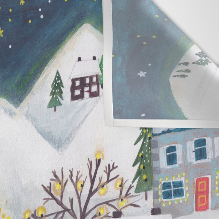 Skating retro winter snow landscape Wall Tapestry Gallery Image 3