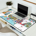 Skating retro winter snow landscape Desk Mat Gallery Image 2