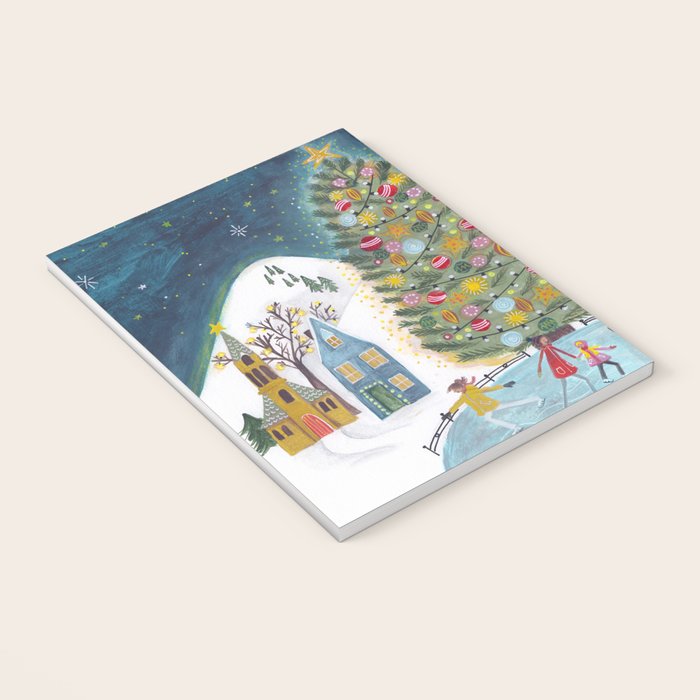 Skating retro winter snow landscape Notebook Gallery Image 3