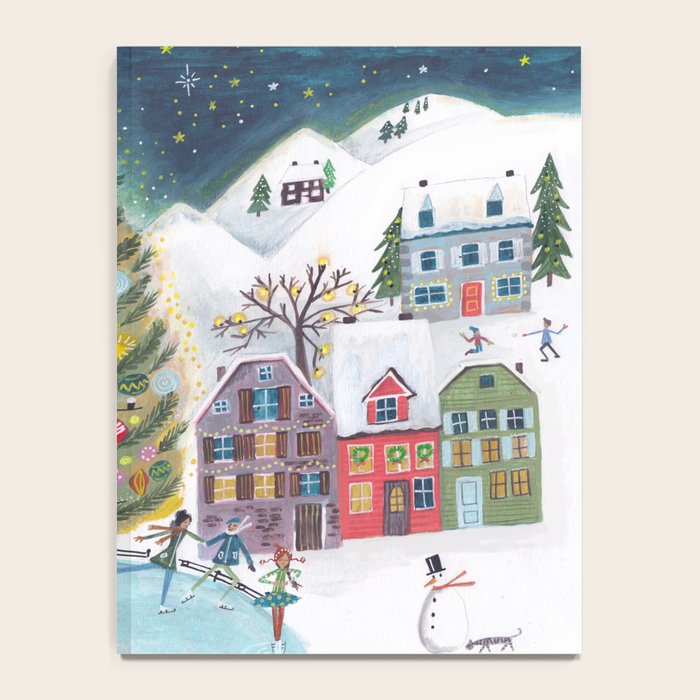 Skating retro winter snow landscape Notebook Gallery Image 4