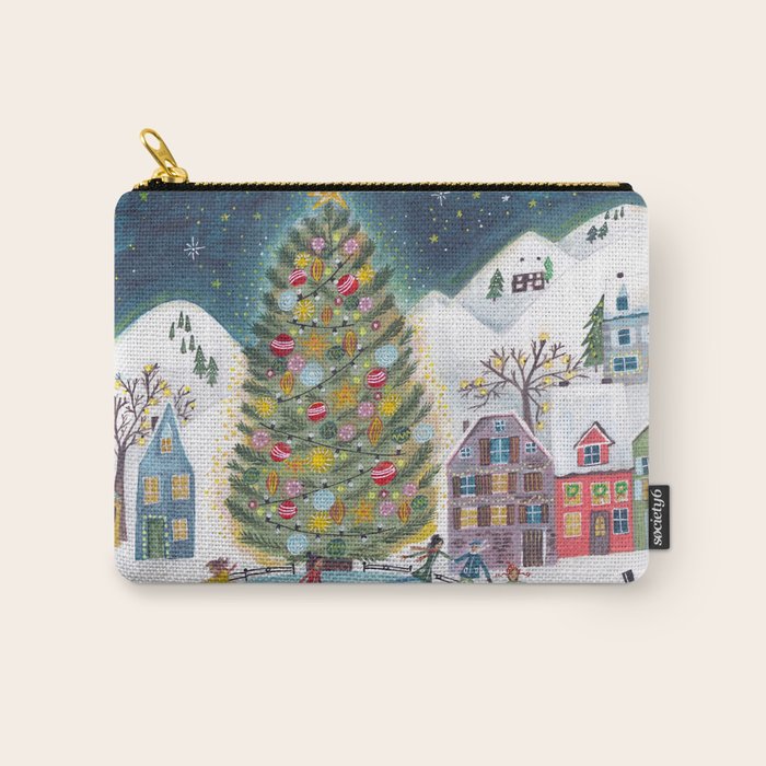 Skating retro winter snow landscape Carry All Pouch Gallery Image 1