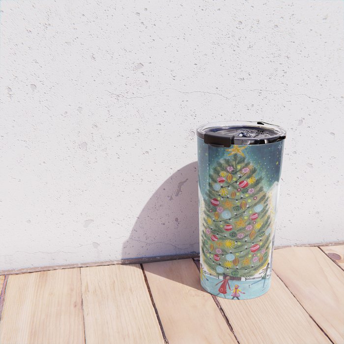 Skating retro winter snow landscape Travel Mug Gallery Image 4