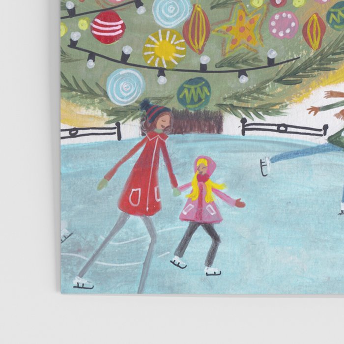 Skating retro winter snow landscape Poster Gallery Image 3