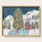 Skating retro winter snow landscape Serving Tray Gallery Image 1