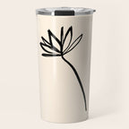 Minimalist Flower Black and Almond Cream Travel Mug Gallery Image 1