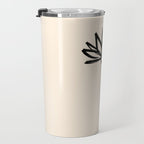 Minimalist Flower Black and Almond Cream Travel Mug Gallery Image 3