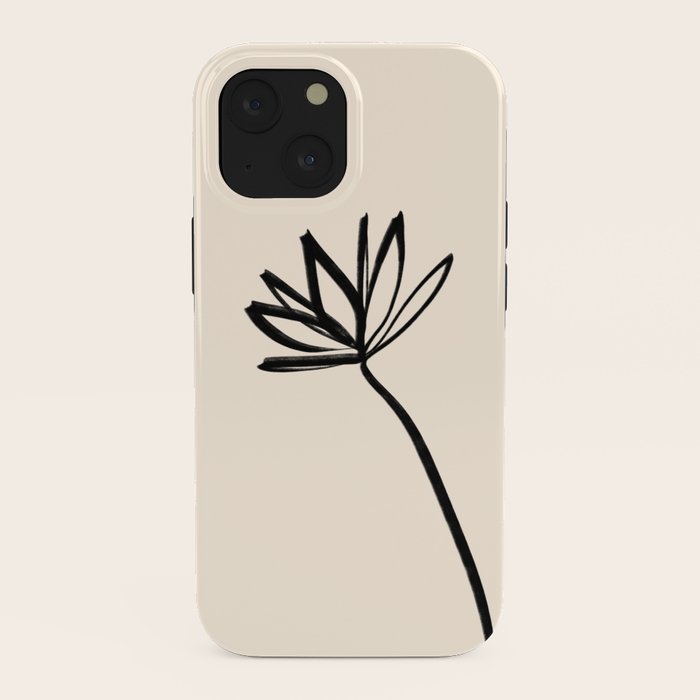 Minimalist Flower Black and Almond Cream iPhone Case Gallery Image 38