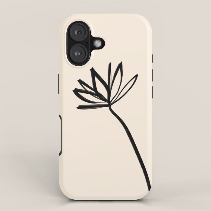 Minimalist Flower Black and Almond Cream iPhone Case Gallery Image 1