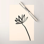 Minimalist Flower Black and Almond Cream Wrapping Paper Gallery Image 1