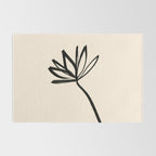 Minimalist Flower Black and Almond Cream Rug Gallery Image 2