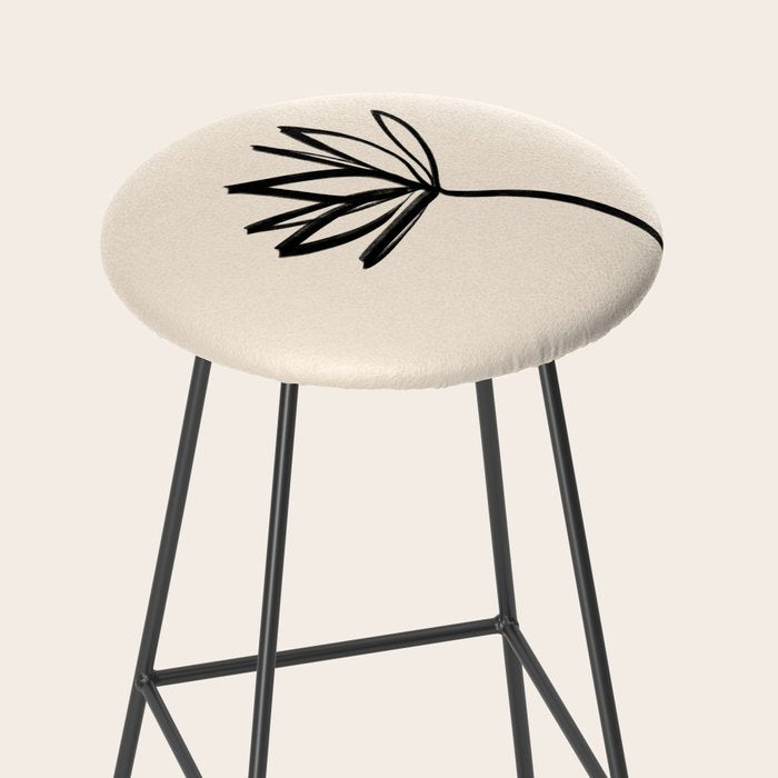 Minimalist Flower Black and Almond Cream Stool Gallery Image 2