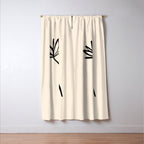 Minimalist Flower Black and Almond Cream Window Curtain Gallery Image 3