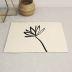 Minimalist Flower Black and Almond Cream Rug Gallery Image 1
