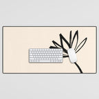 Minimalist Flower Black and Almond Cream Desk Mat Gallery Image 1
