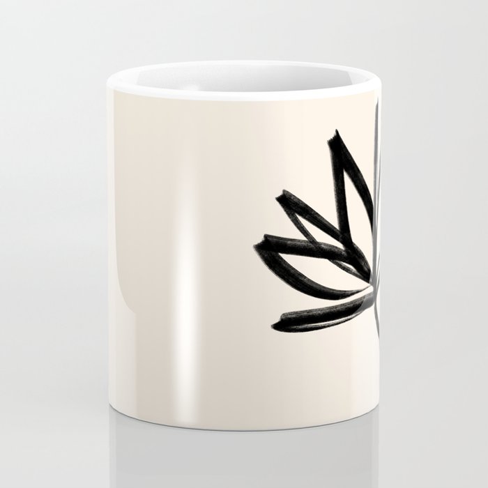 Minimalist Flower Black and Almond Cream Coffee Mug Gallery Image 4
