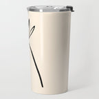 Minimalist Flower Black and Almond Cream Travel Mug Gallery Image 2