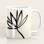 Minimalist Flower Black and Almond Cream Coffee Mug Gallery Image 1
