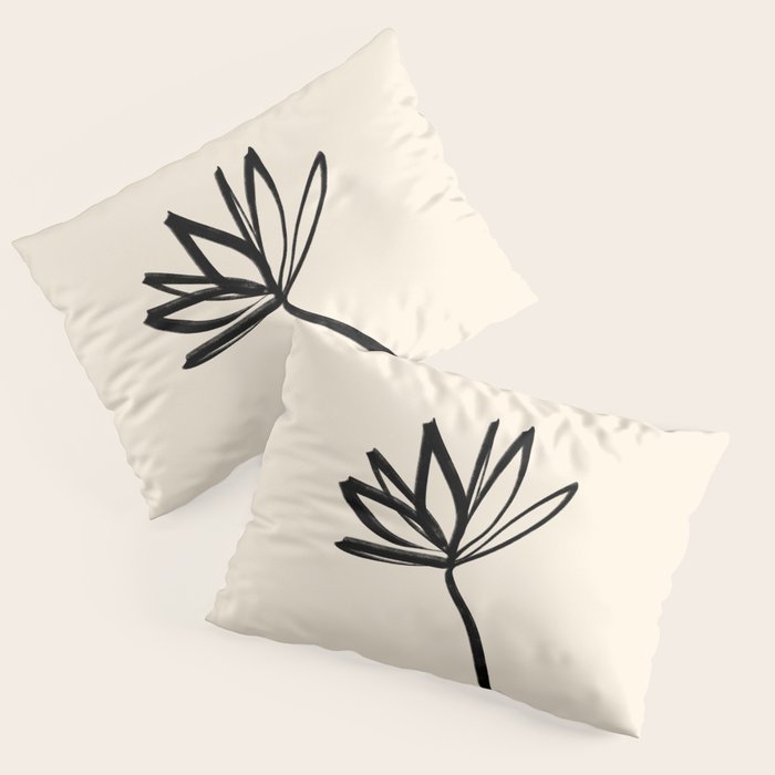 Minimalist Flower Black and Almond Cream Pillow Sham Gallery Image 3