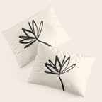 Minimalist Flower Black and Almond Cream Pillow Sham Gallery Image 3