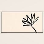 Minimalist Flower Black and Almond Cream Desk Mat Gallery Image 3