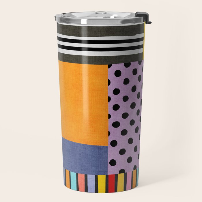 Modern Multicolor Patchwork Design Travel Mug Gallery Image 2