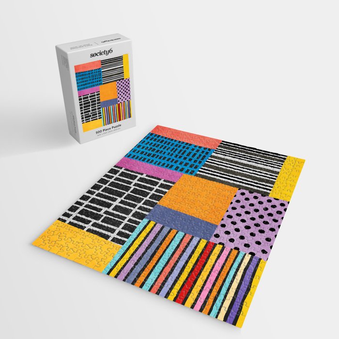 Modern Multicolor Patchwork Design Jigsaw Puzzle Gallery Image 2