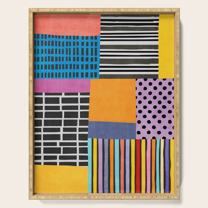Modern Multicolor Patchwork Design Serving Tray Gallery Image 1