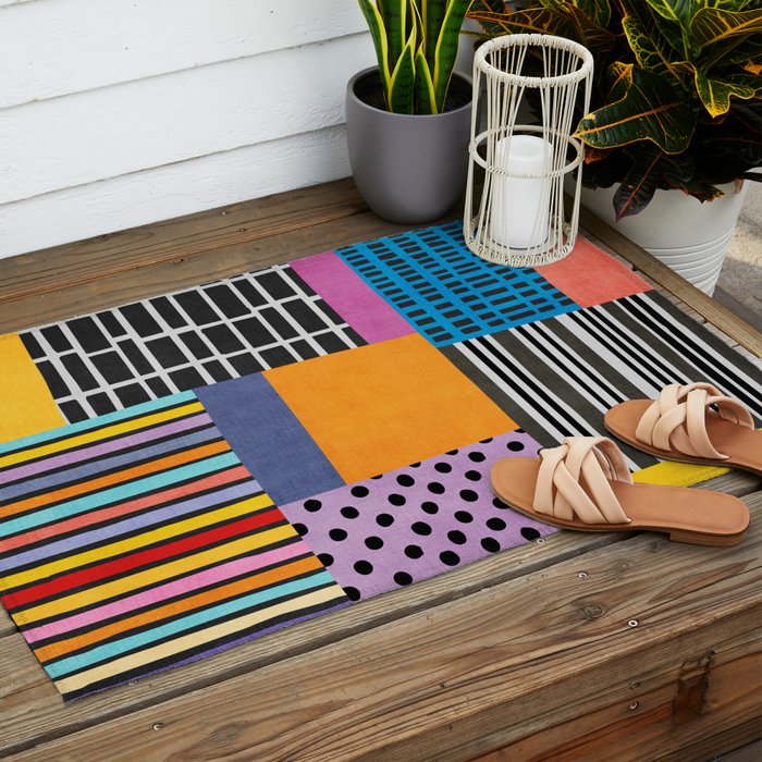 Modern Multicolor Patchwork Design Outdoor Rug Gallery Image 2