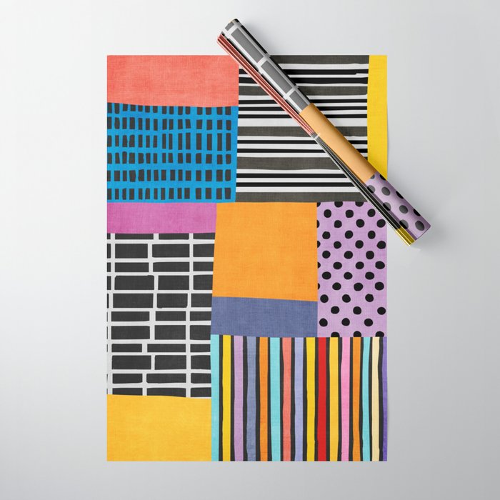 Modern Multicolor Patchwork Design Wrapping Paper Gallery Image 1