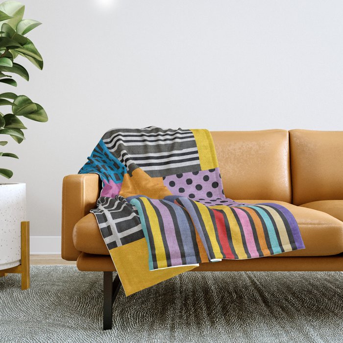 Modern Multicolor Patchwork Design Throw Blanket Gallery Image 1