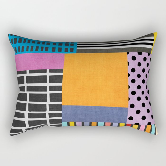 Modern Multicolor Patchwork Design Rectangular Pillow Gallery Image 1
