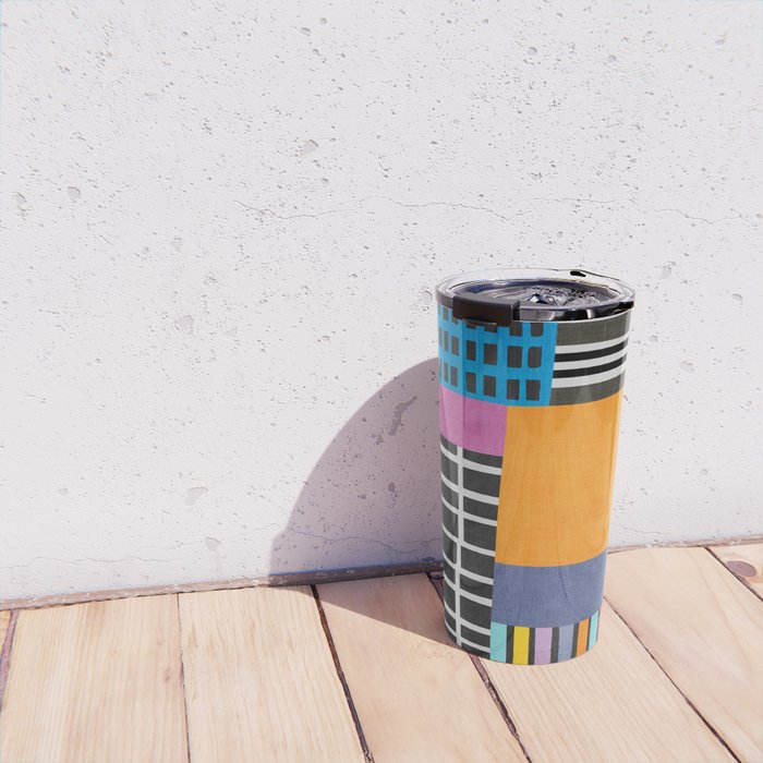 Modern Multicolor Patchwork Design Travel Mug Gallery Image 4
